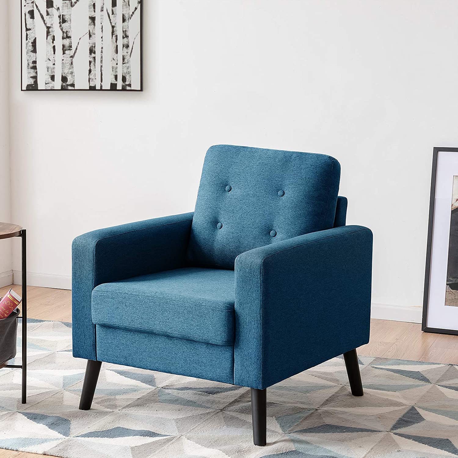Giantex Modern Accent Chair, Mid-Century Upholstered Armchair Club Chair - Giantexus