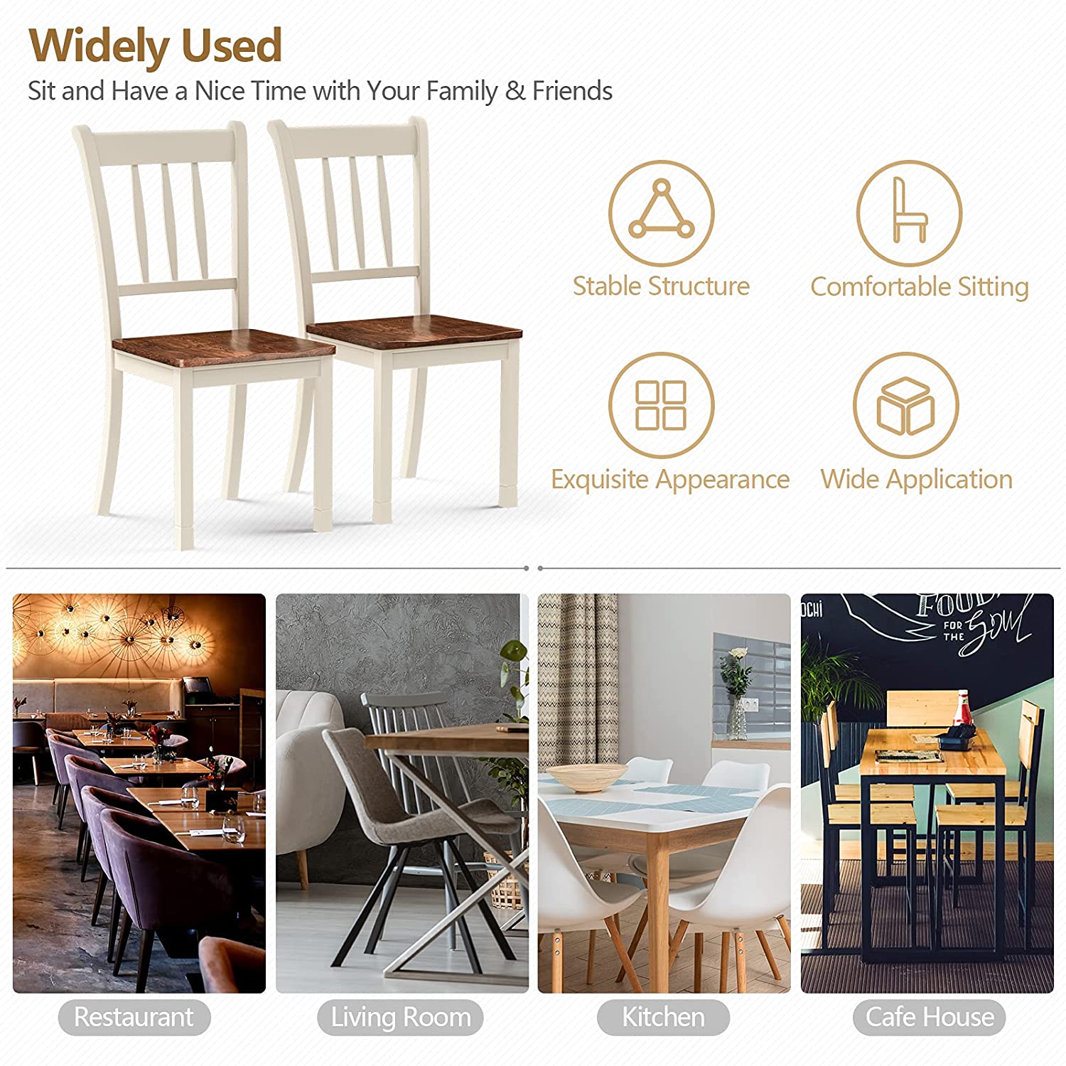 Solid Wood Whitesburg Dining Chairs Set of 4 - Giantexus