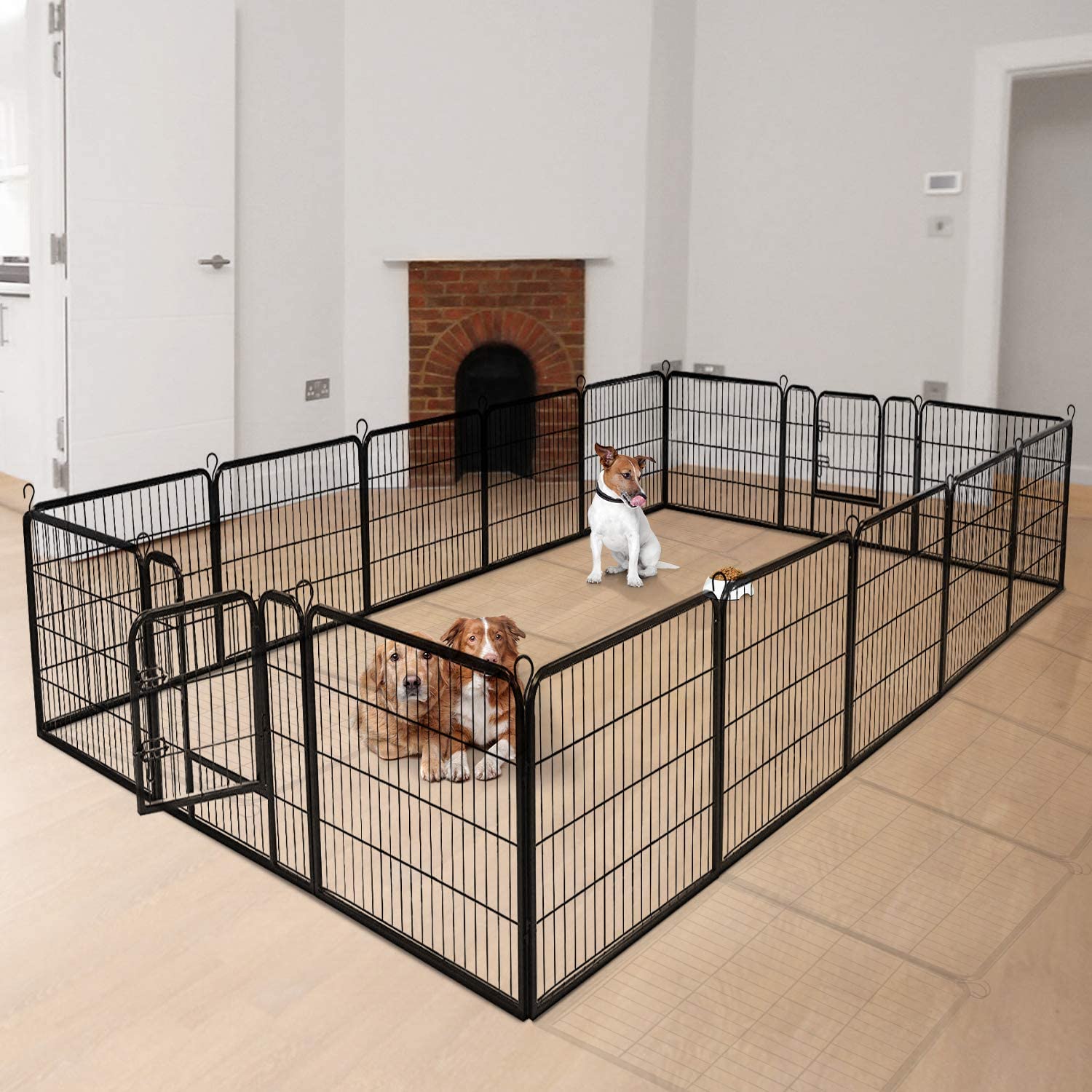 40 inch Dog Playpen with Door, 16 Panels - Giantex