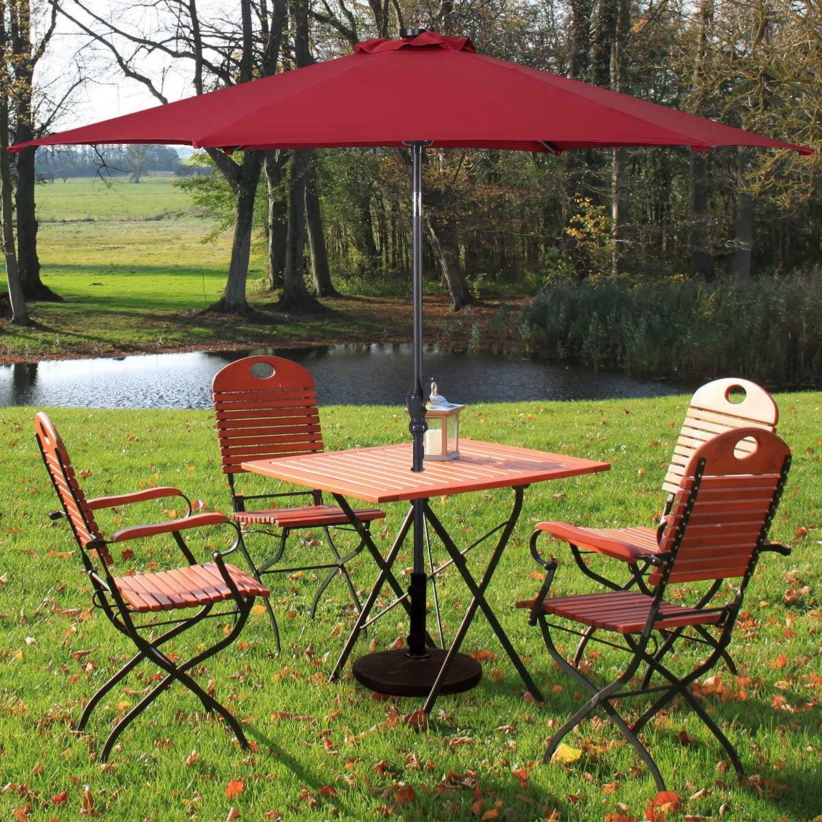 9ft Market Patio Umbrella w/Solar Lights - Giantexus