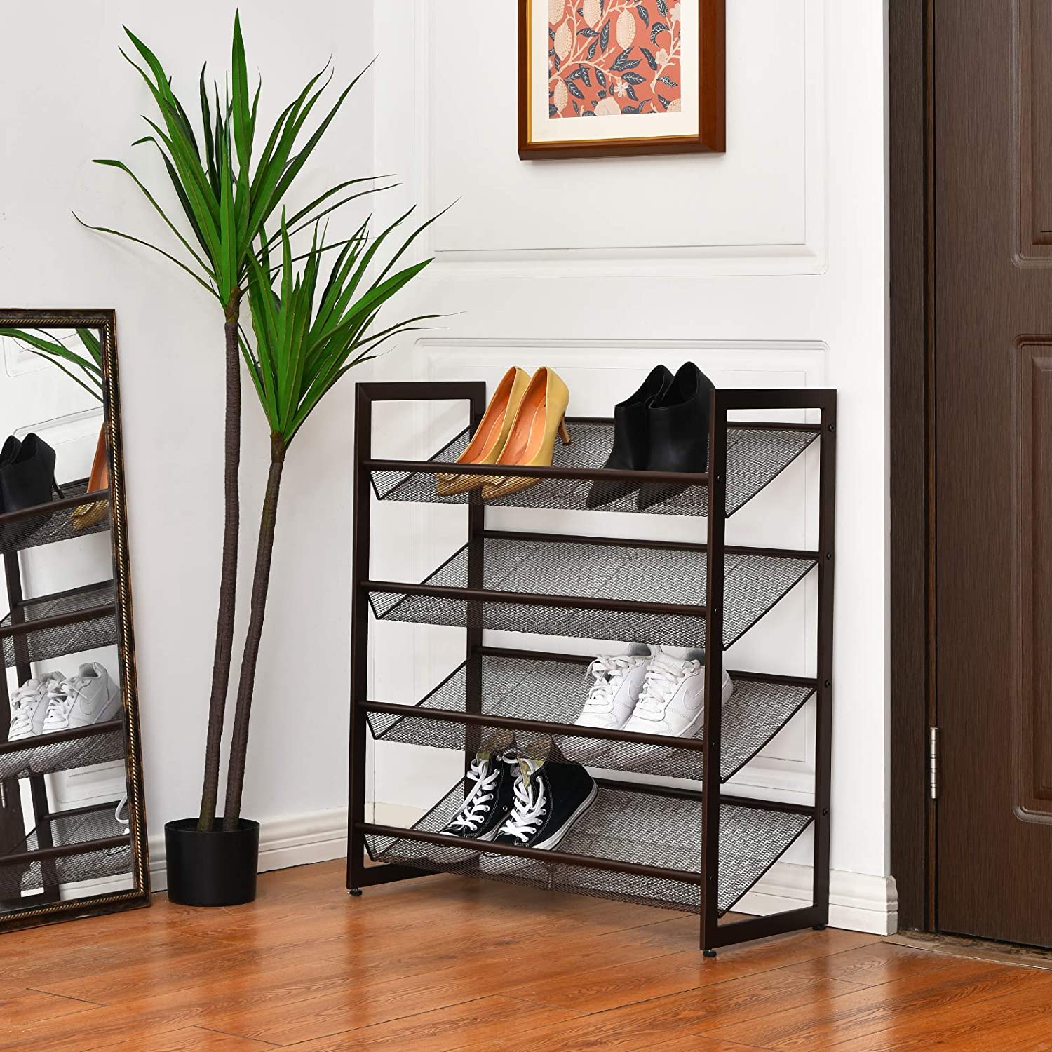 4-Tier Metal Shoe Rack, Shoe Storage Organizer - Giantexus