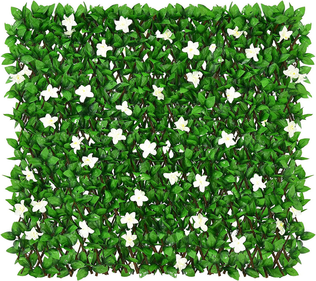 Expandable Fence with Leaves, 6.5ft Privacy Screen Decorative Fake Ivy Fencing Panel