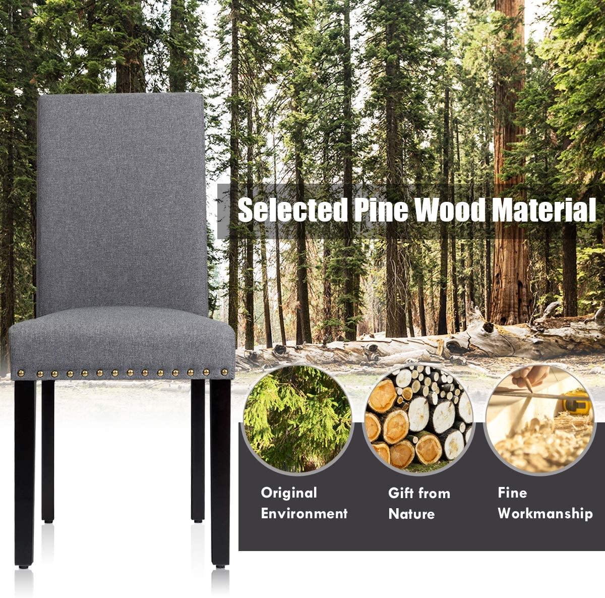 Giantex Upholstered Dining Chairs Set of 2 or 4, Fabric Side Chairs w/Wood Legs - Giantexus