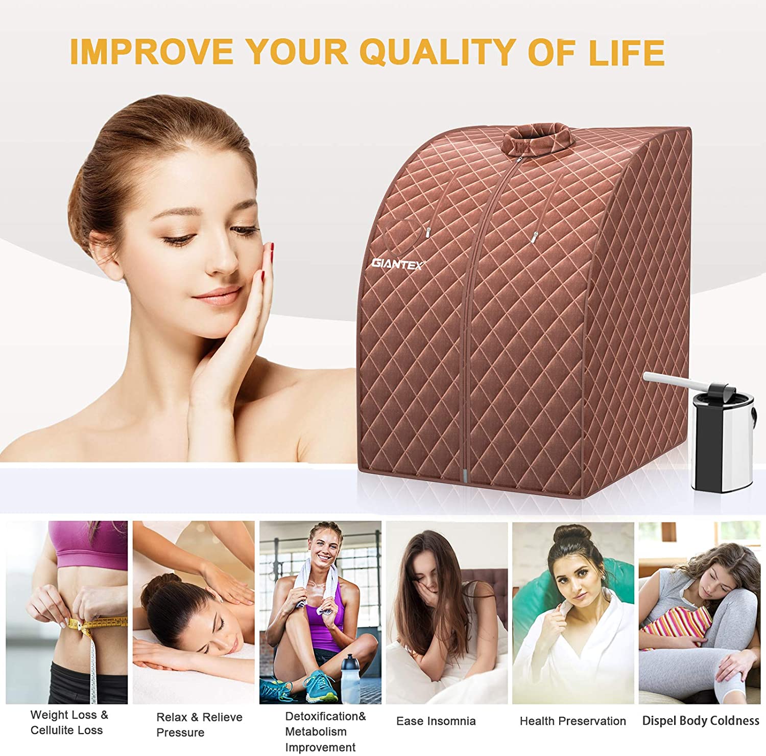 Giantex Portable Sauna 3L Personal Therapeutic Sauna Temperature & Timer Adjustable
