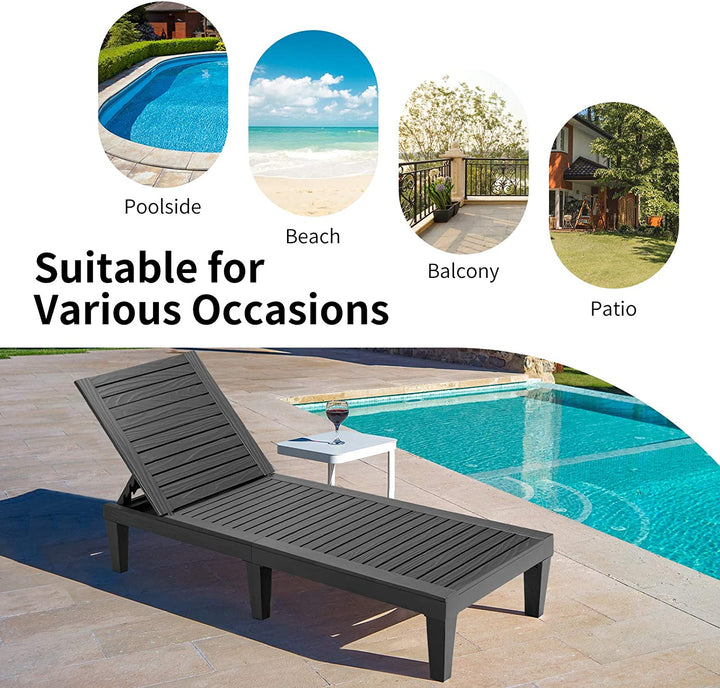 Outdoor Chaise with 5-Position Adjustable Backrest, Rust-Resistant Chaise