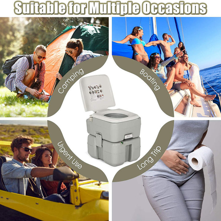 Portable RV Toilet 5.3 Gallon with Level Indicator & 3-Piston Pump Flush