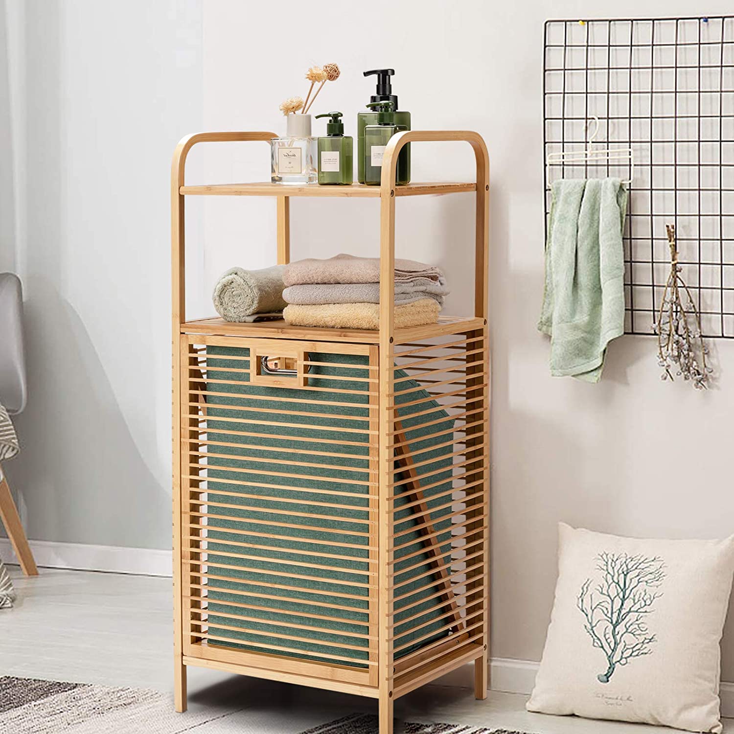 Bamboo Freestanding Clothes Basket - Giantexus