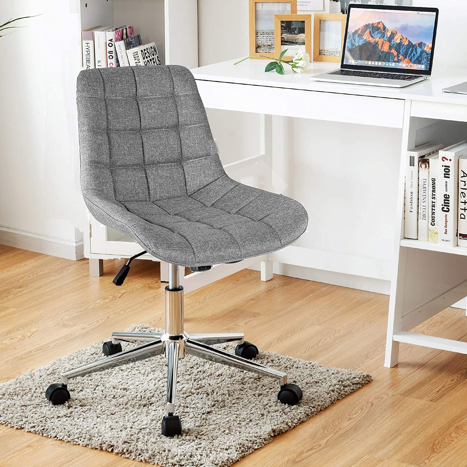 Modern Home Office Chair, Fabric Armless Leisure Chair