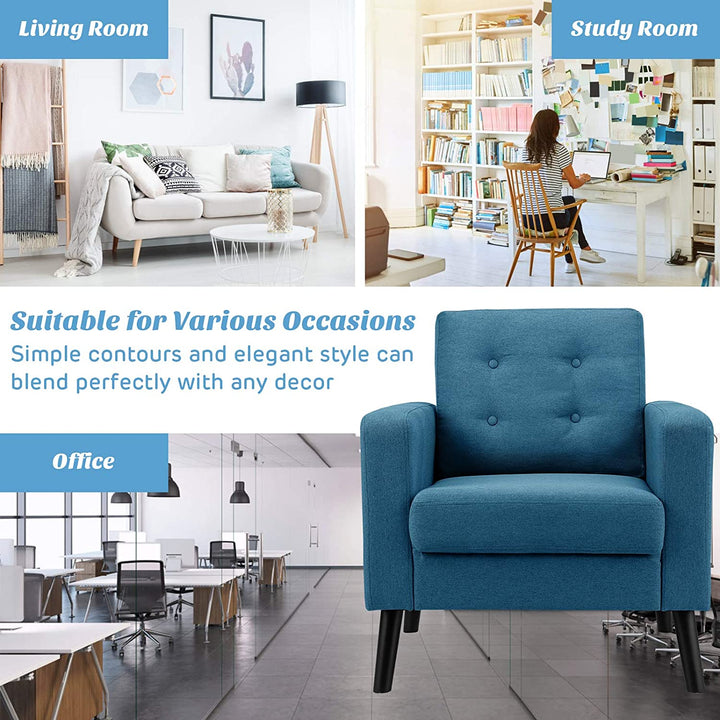 Giantex Modern Accent Chair, Mid-Century Upholstered Armchair Club Chair - Giantexus