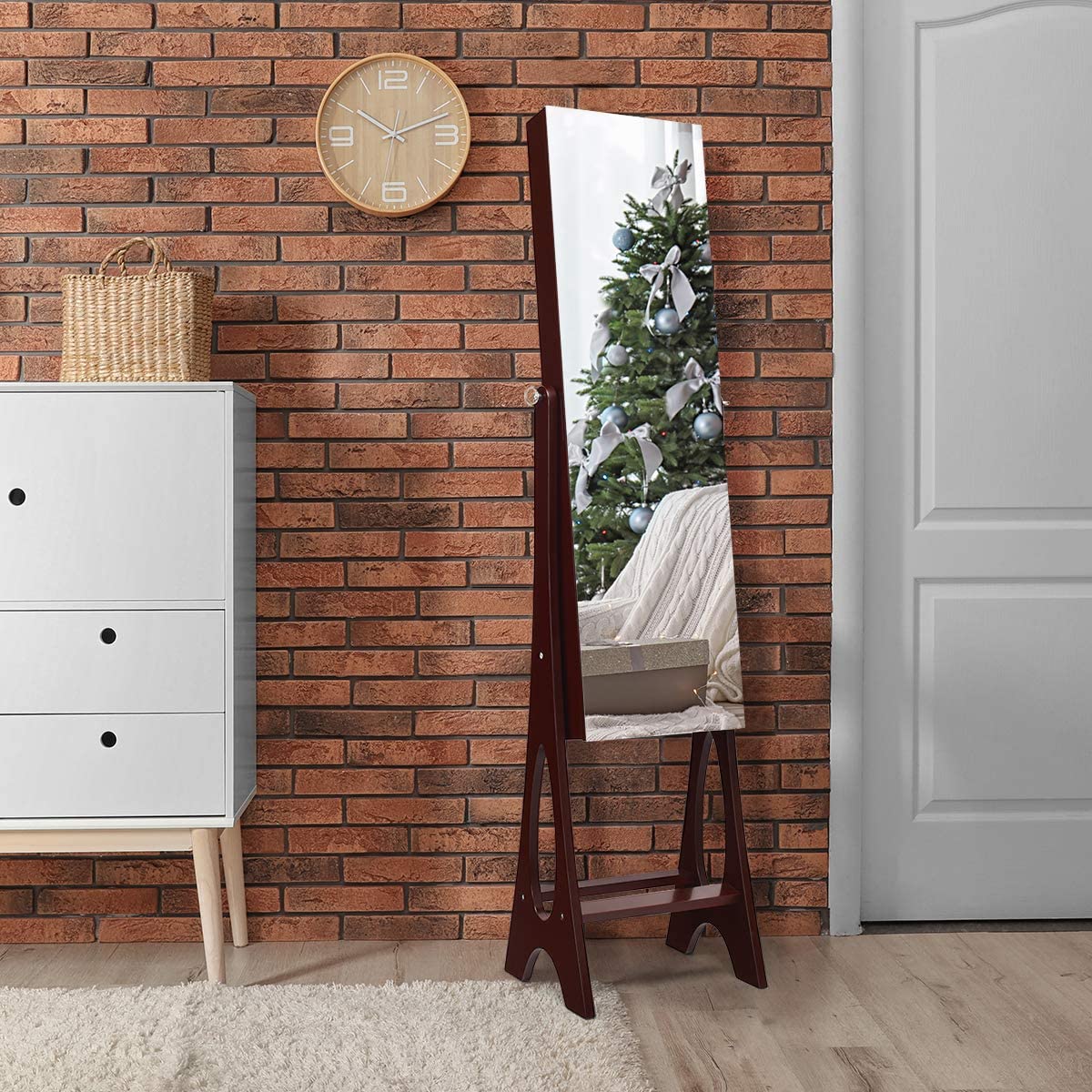 12 LEDs Jewelry Armoire Cabinet with Full-length Mirror - Giantex