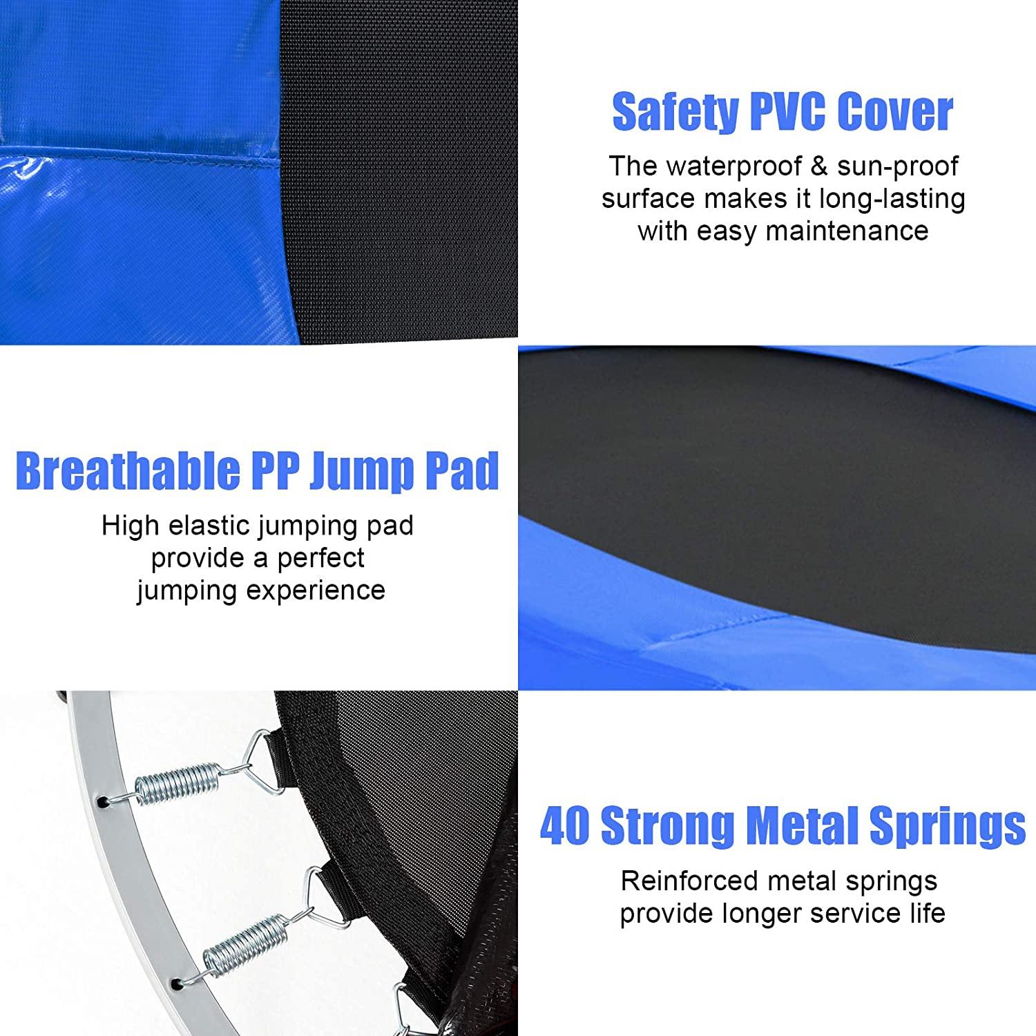 Mini Trampoline, 2 Persons Foldable Fitness Trampoline w/ 5 Levels Height Adjustable Handle, Max Load 330LBS - Giantexus