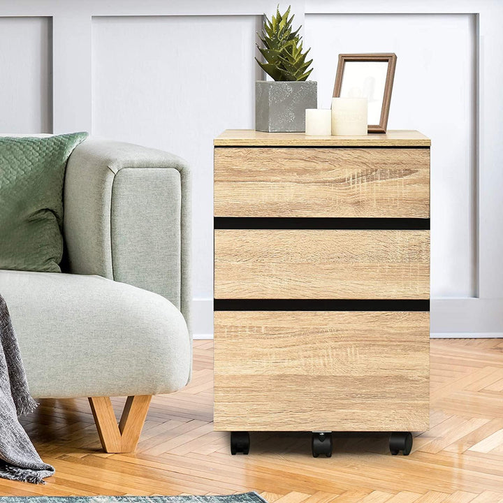 3-Drawer Mobile File Cabinet Under Desk for Legal Letter File Home Storage - Giantexus