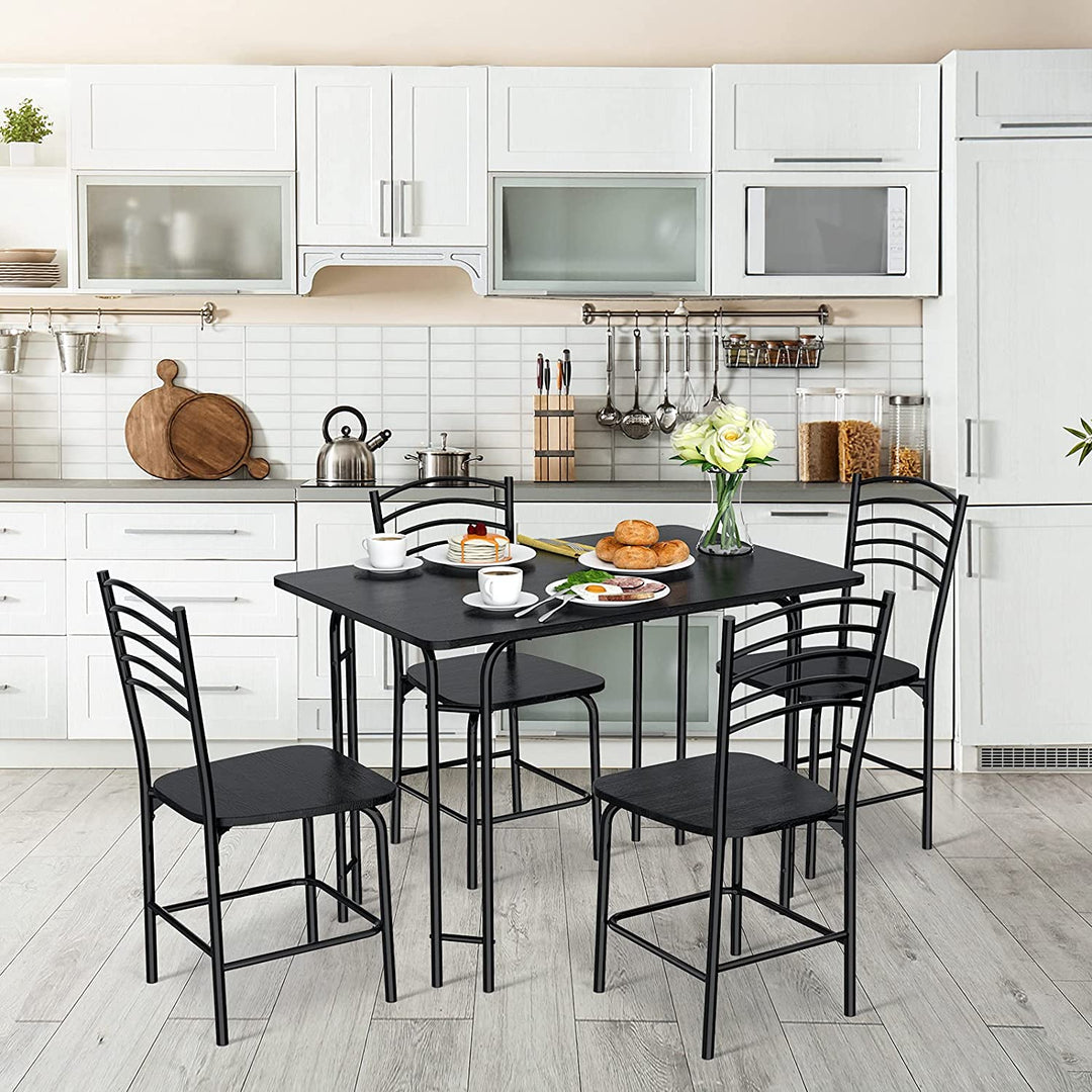 Giantex 5 PCS Dining Table Set 4 Person, Modern Kitchen Table and 4 Chairs,Black