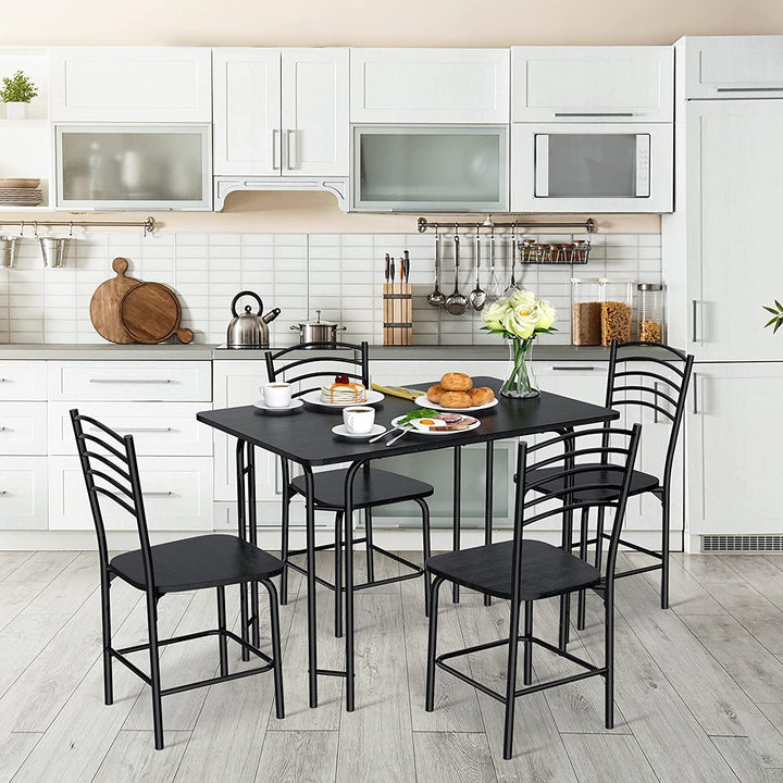 Giantex 5 PCS Dining Table Set 4 Person, Modern Kitchen Table and 4 Chairs,Black
