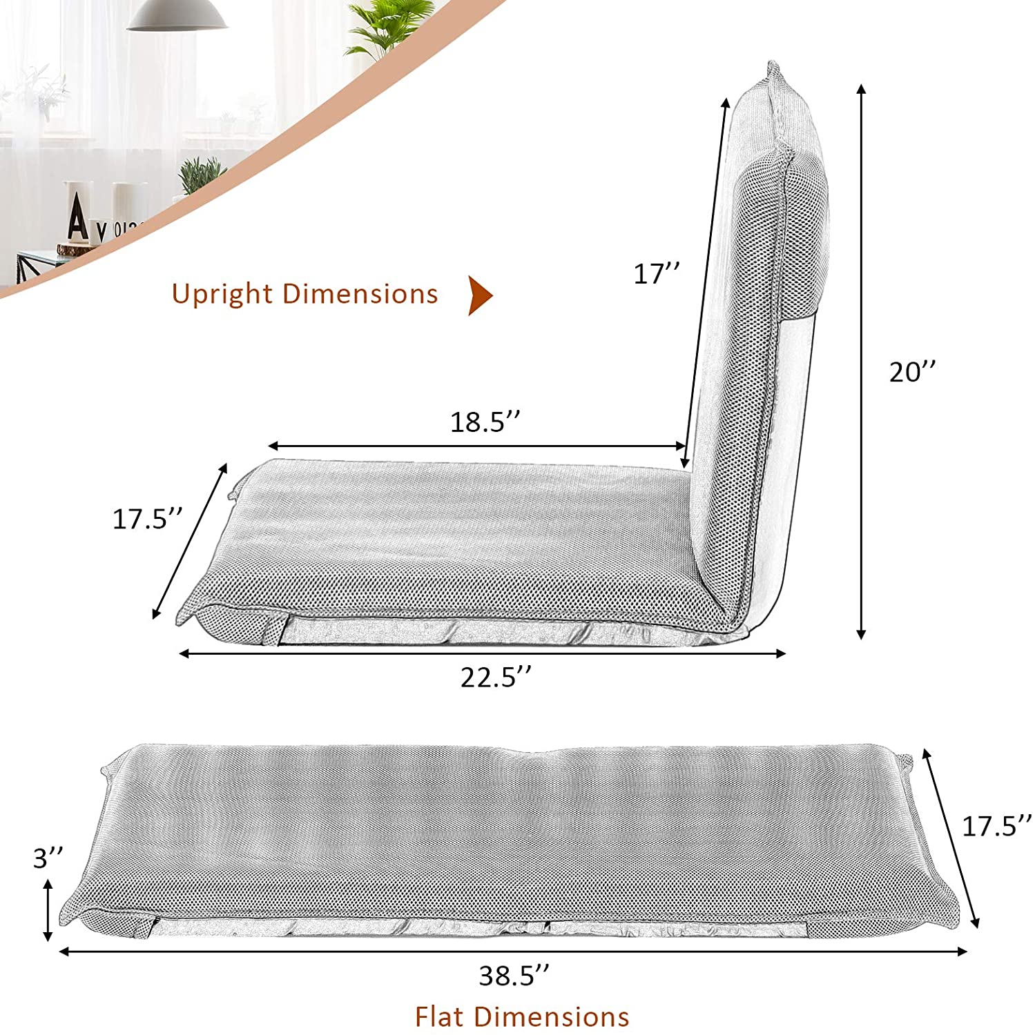 Adjustable Mesh Floor Sofa Chair - Giantexus