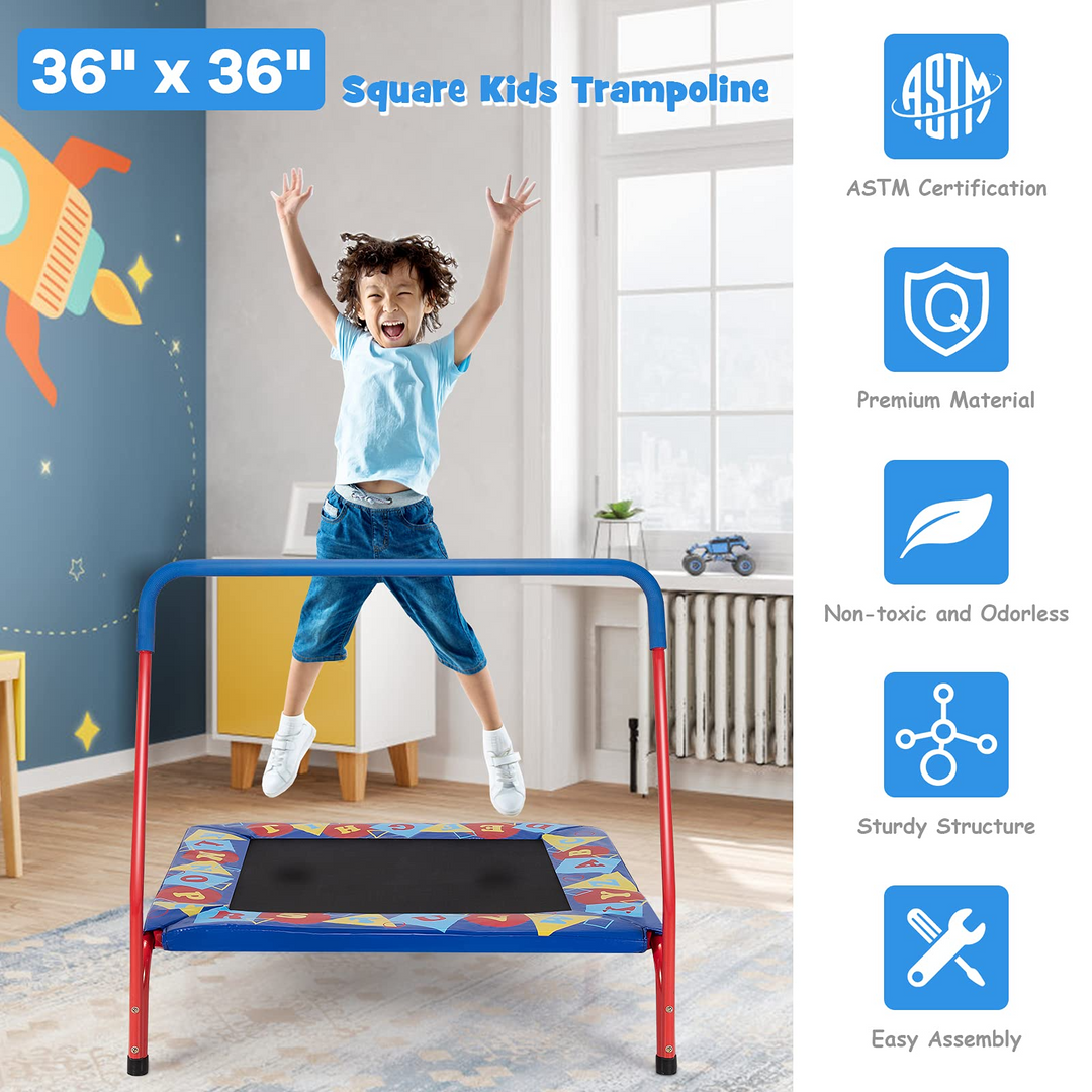 ASTM Approved Square Workout Rebounder Trampoline with Safety Padded Cover