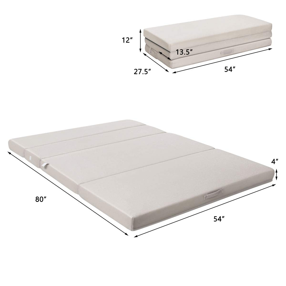 Giantex 4" Thick Folding Portable Mattress Pad Sofa Bed with Carrying Handles