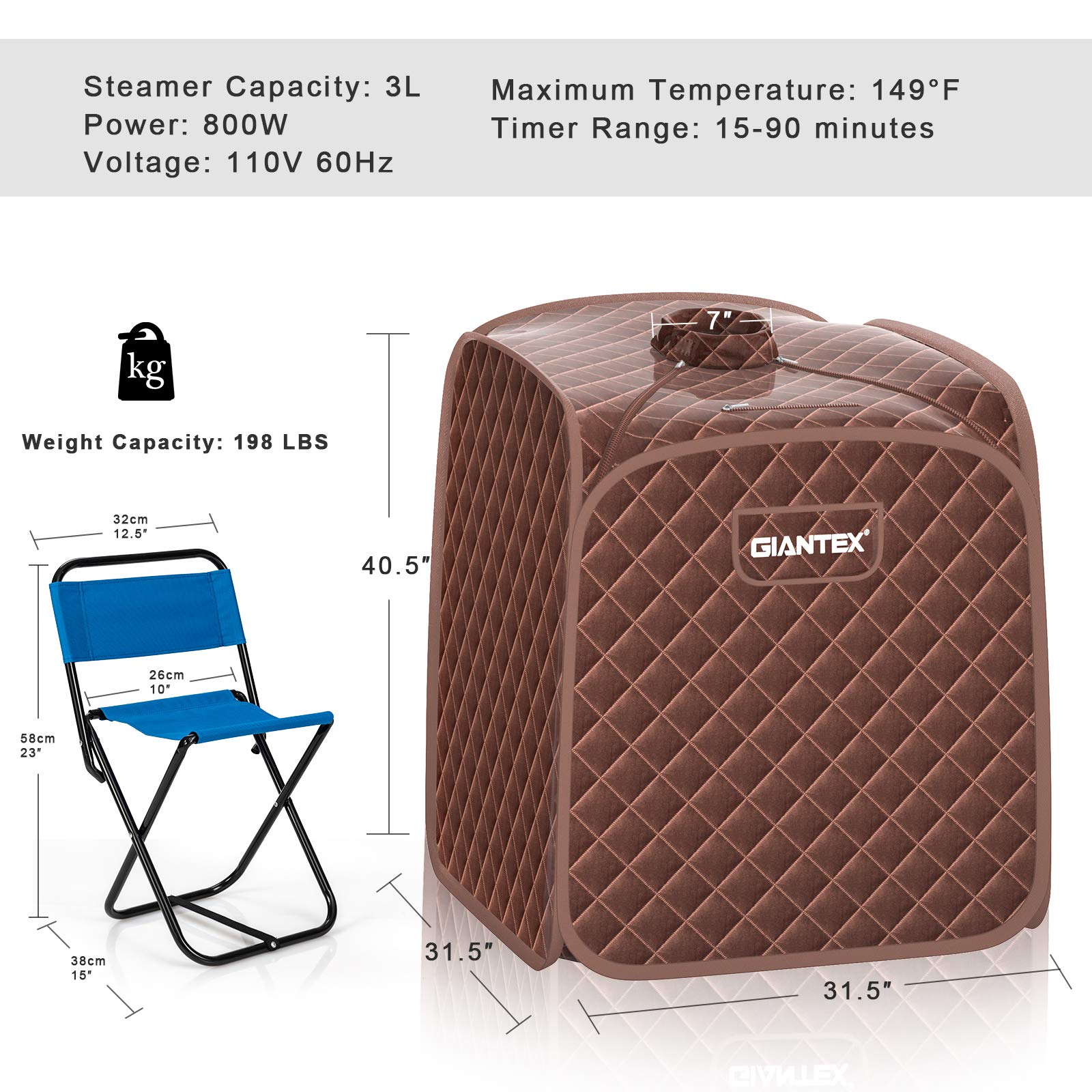Steam Sauna Portable Therapeutic Sauna 3L Blast-Proof Remote Control