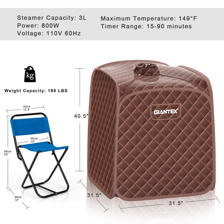 Steam Sauna Portable Therapeutic Sauna 3L Blast-Proof Remote Control