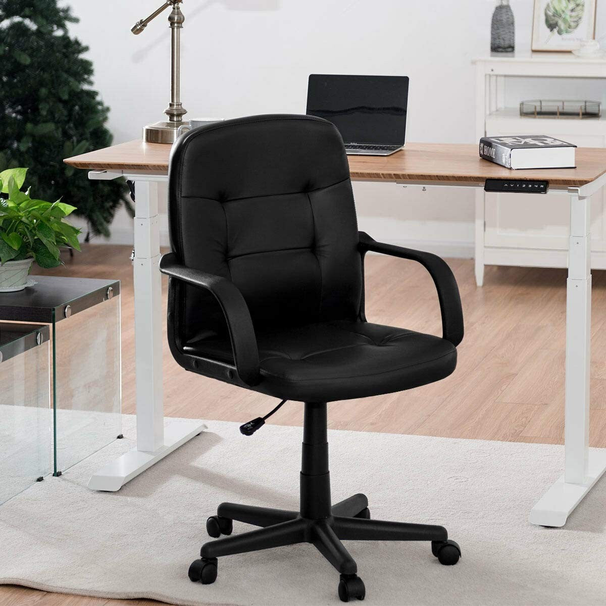 Executive Chair Mid Back Office W/Arms and Swivel Wheels