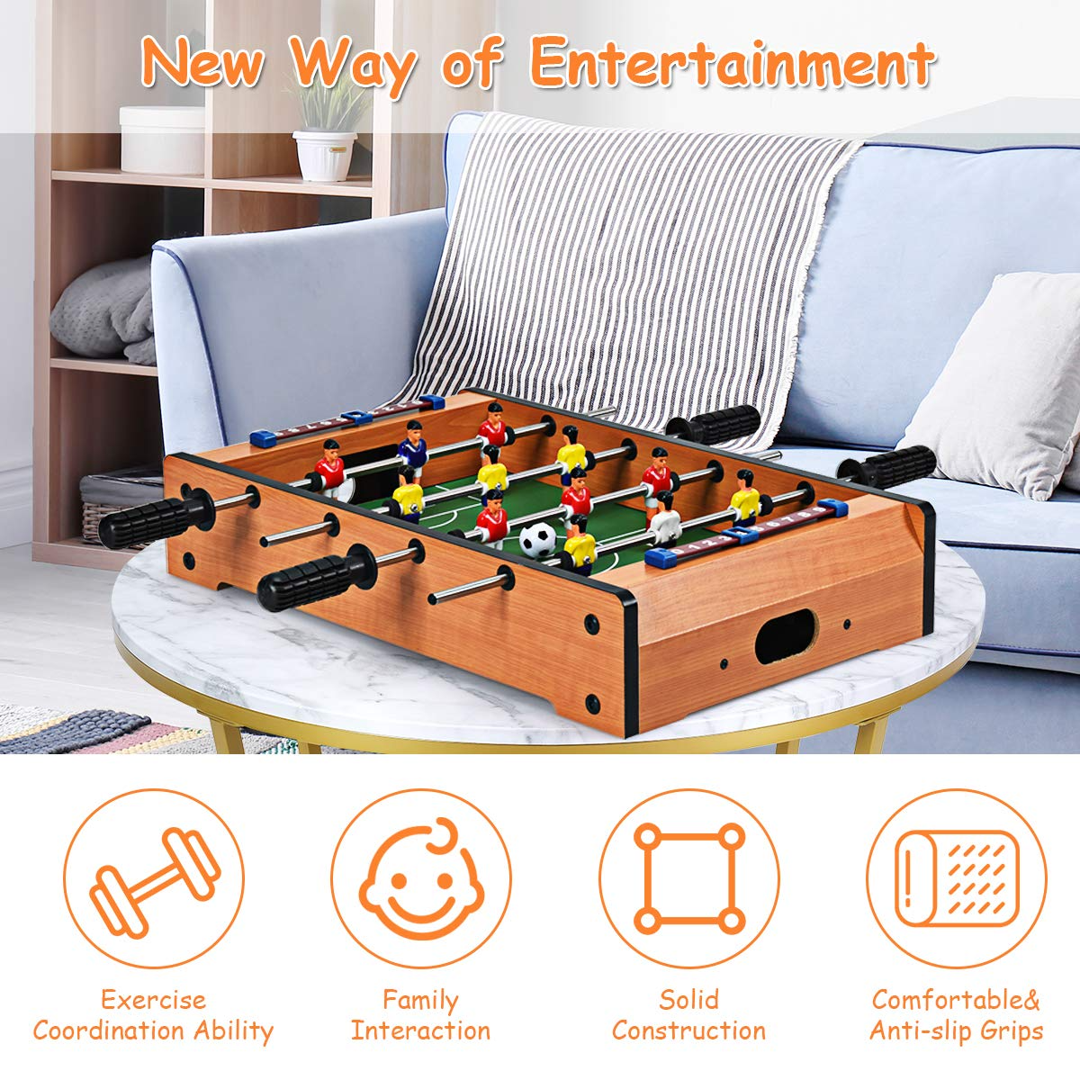 Giantex 20" Easily Assemble Wooden Mini Foosball Table Top w/ Footballs