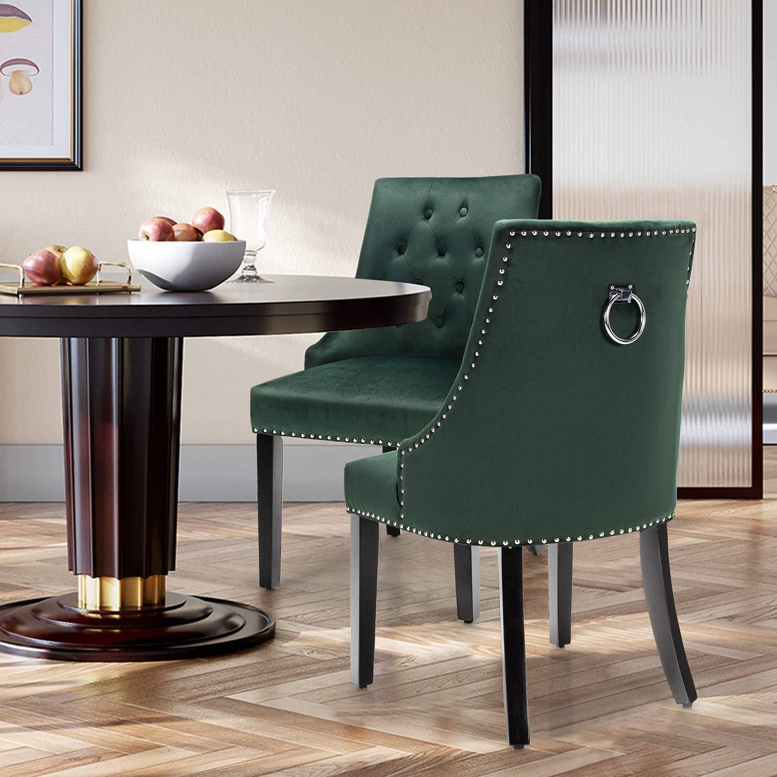 Dining Chairs, Button-Tufted Velvet Side Chair - Giantex
