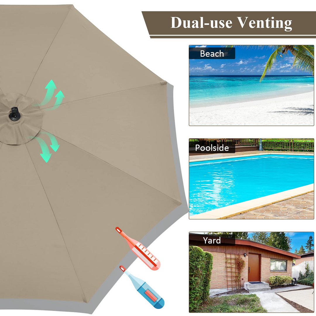 Giantex 10FT Patio Offset Umbrella, 8 Ribs Cantilever Umbrella Outdoor w/Crank, Cross Base