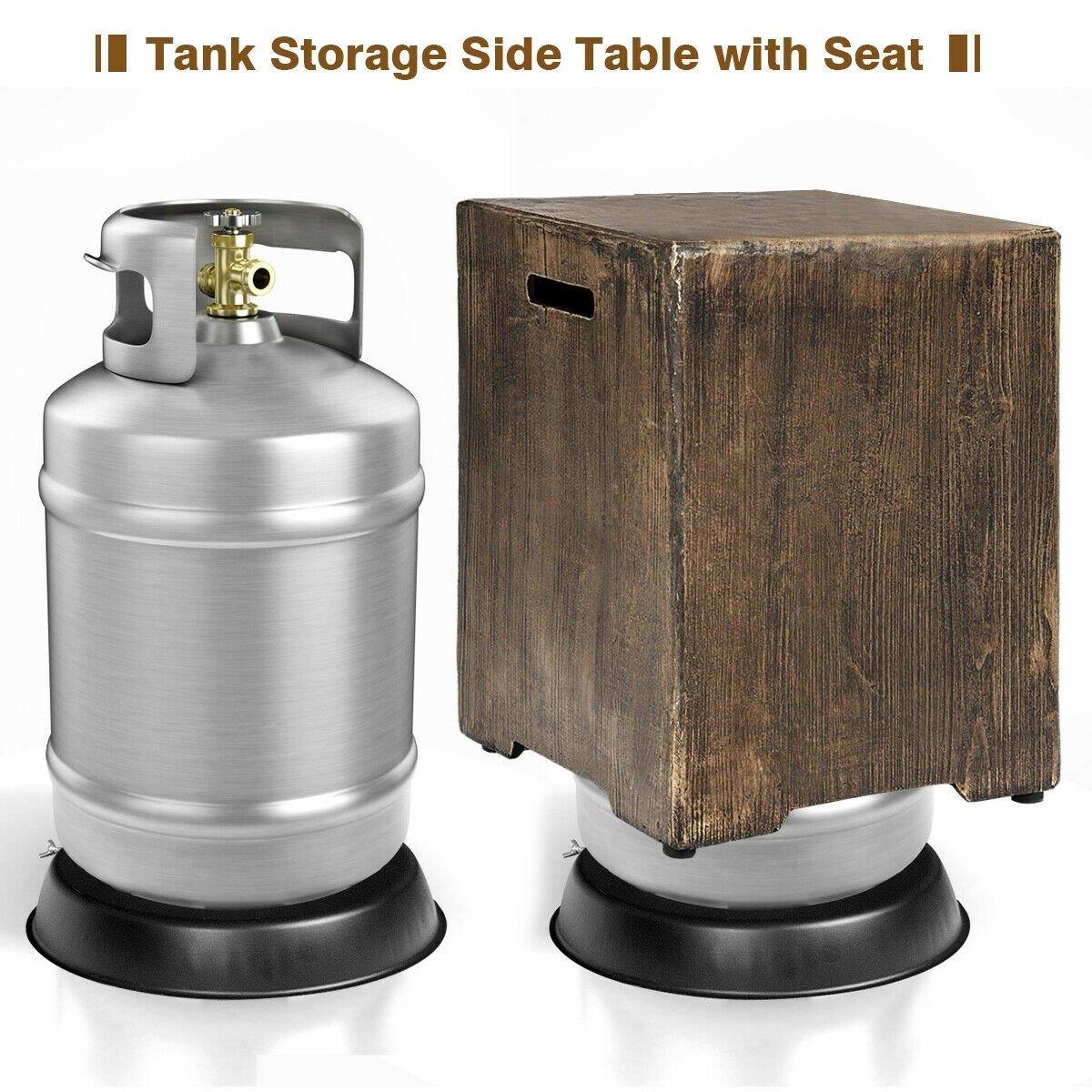2-Piece Propane Fire Pit Table Set with 20 Gallon Tank Side Table - Giantexus