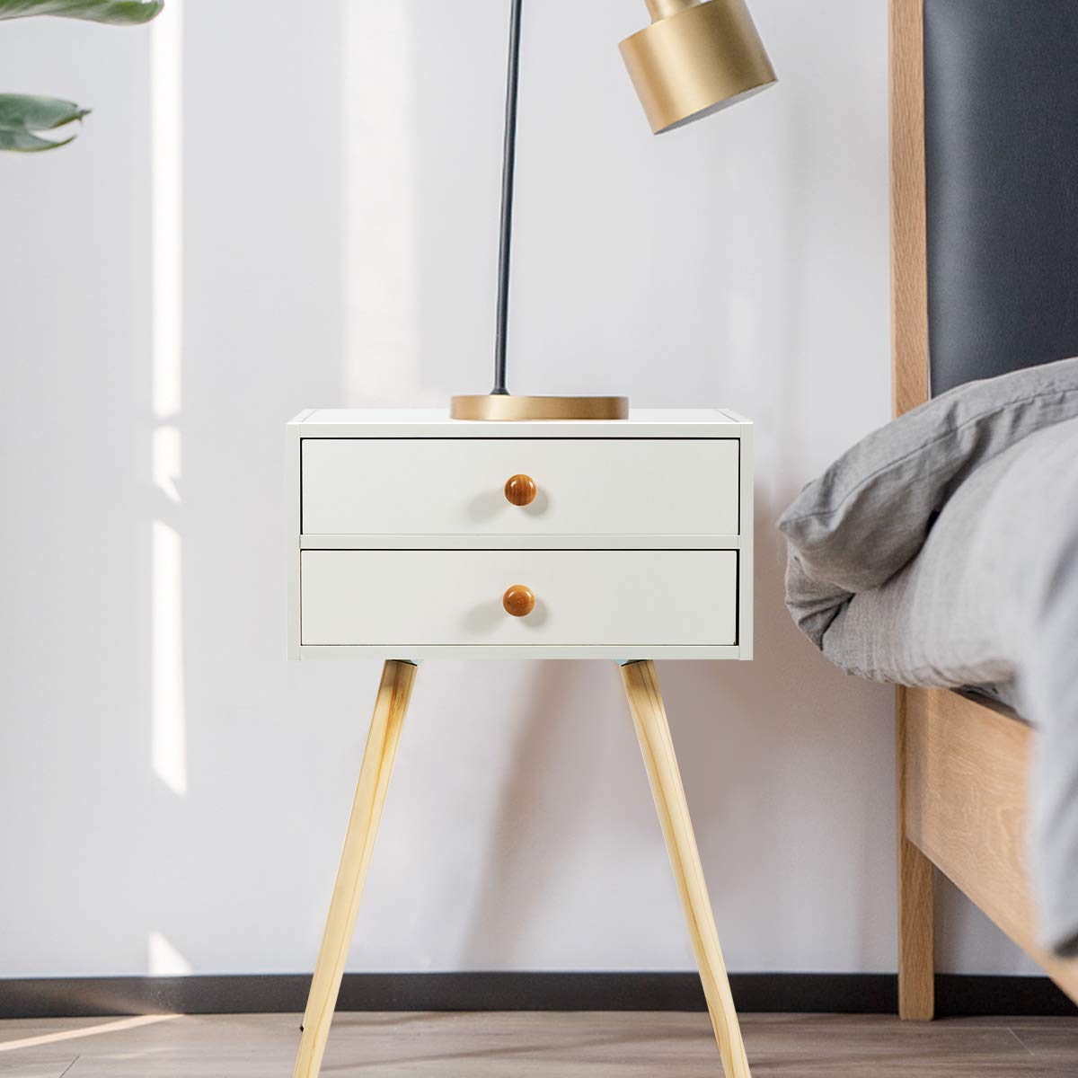 Giantex Nightstand W/2 Drawers for Bedroom