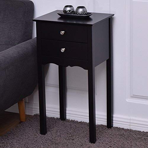 Giantex End Table w/ 2 Drawers Side Table Nightstand Multi-Purpose Accent Table Living Room Bedroom Home Furniture
