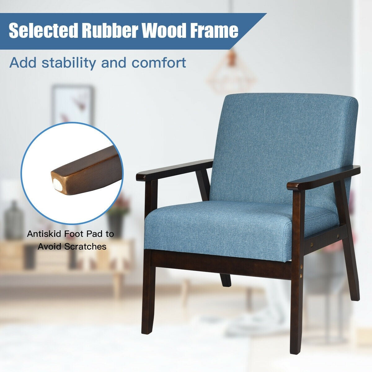 Mid-Century Modern Accent Chair for Living Room - Giantexus