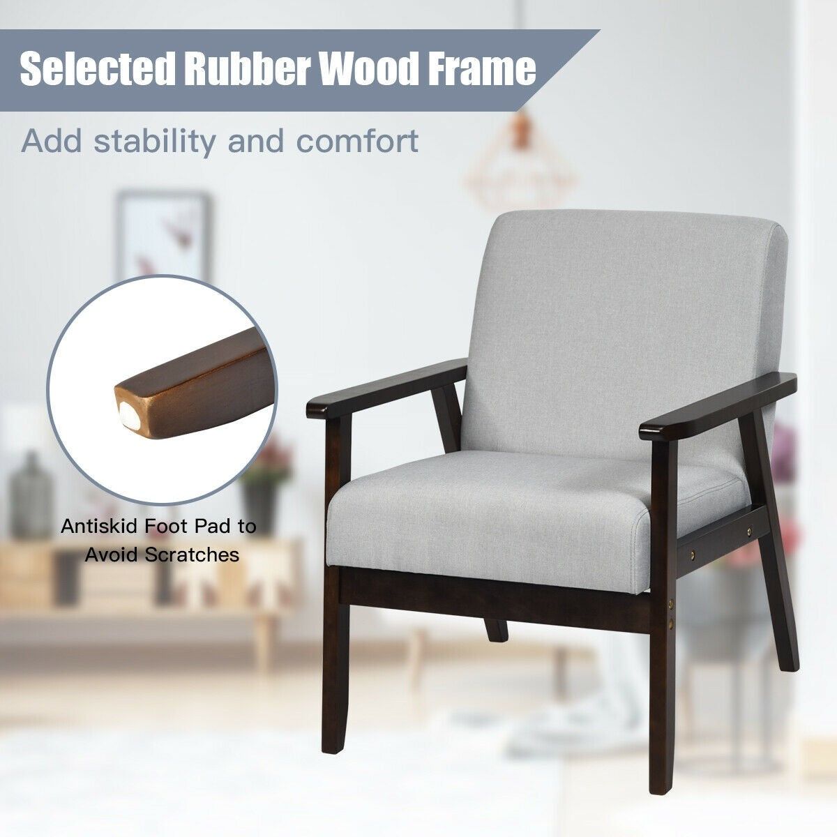 Mid-Century Modern Accent Chair for Living Room - Giantexus