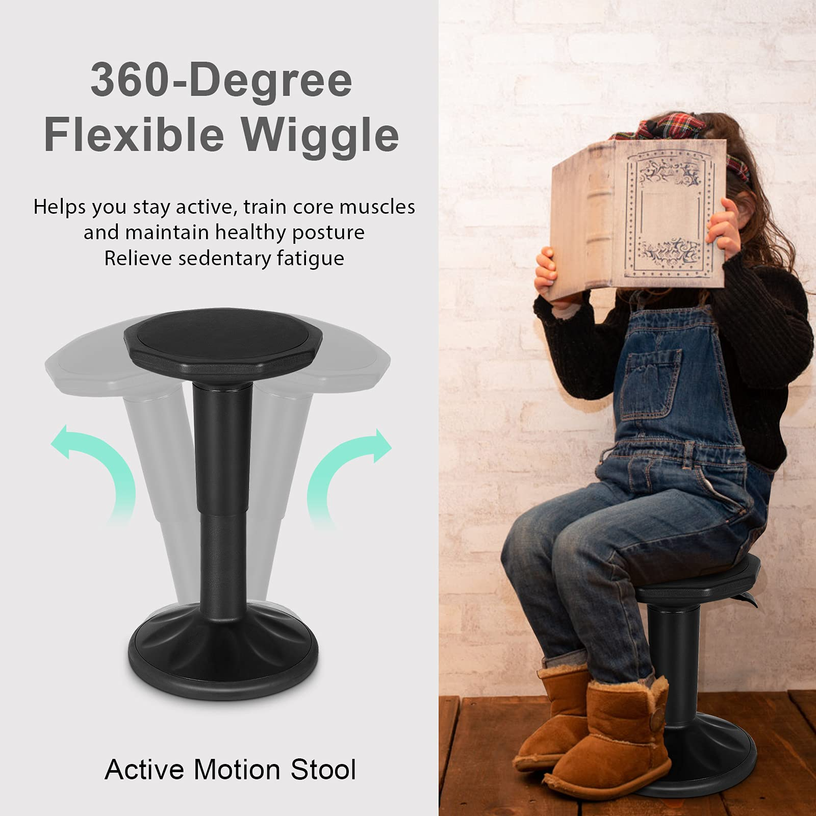 Adjustable-Height Wobble Chair Active Learning Stool for Office