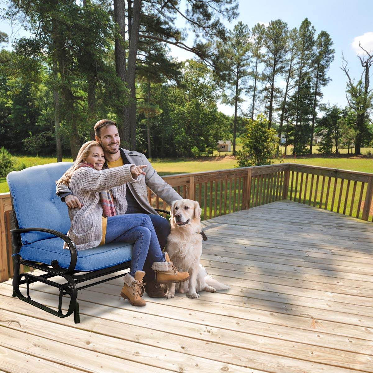 Giantex Loveseat Outdoor Patio Rocking Glider Cushioned 2 Seats