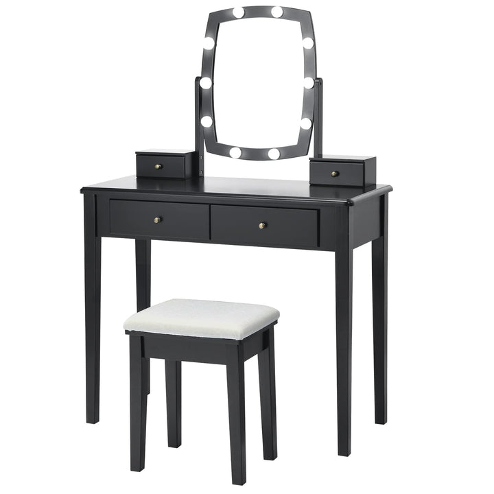 Giantex Modern Bedroom Makeup Desk Dressing Table with Cushioned Stool for Girls Women