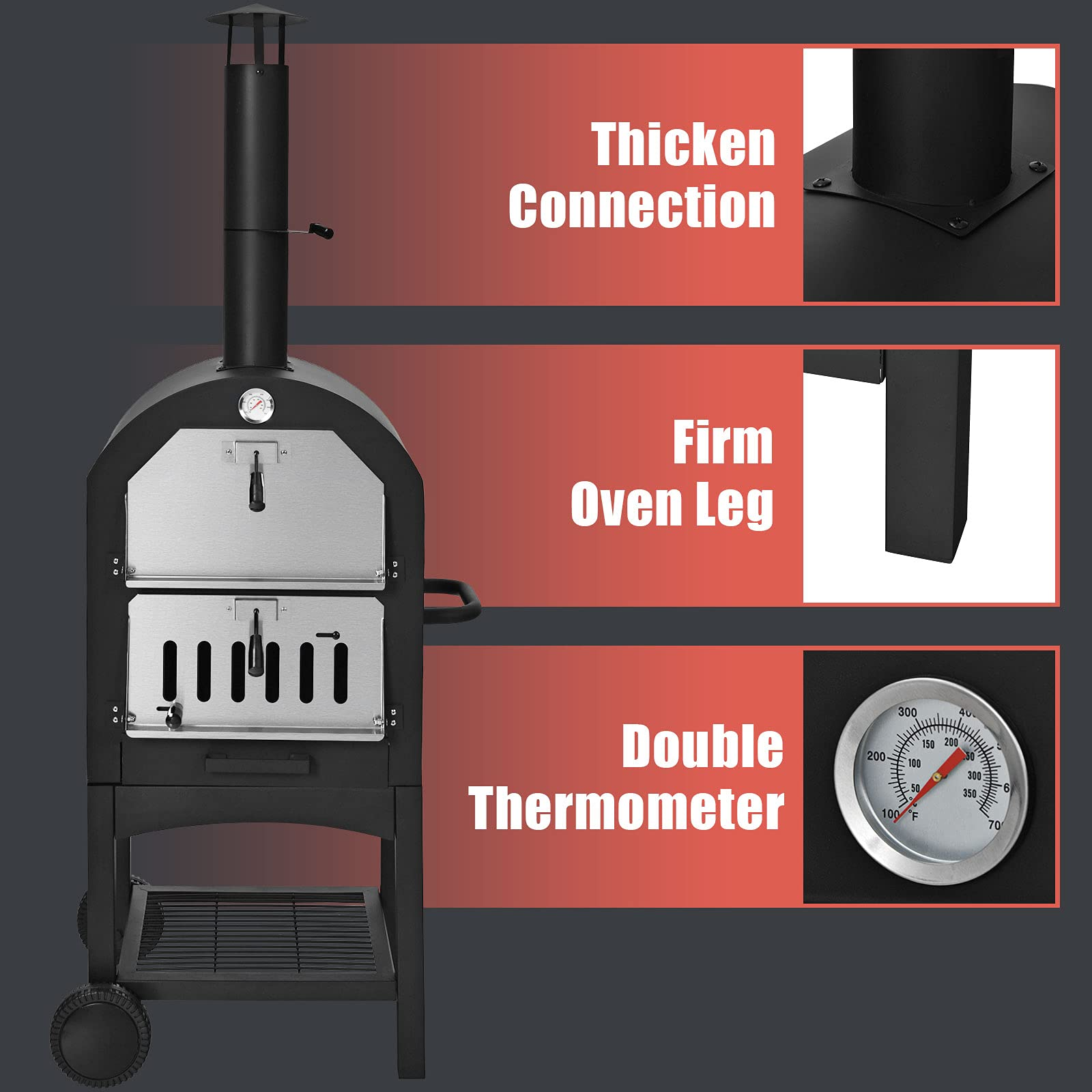 Giantex Pizza Oven Outdoor, Wood Fire Pizza Grill Maker with Waterproof Cover