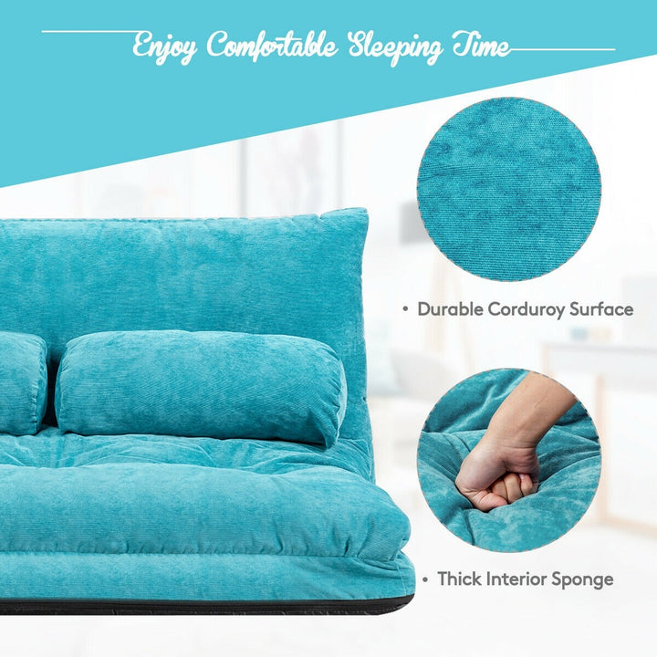Adjustable Floor Sofa Couch with 2 Pillows, Multi-Functional 6-Position Foldable Lazy Sofa Sleeper Bed - Giantexus