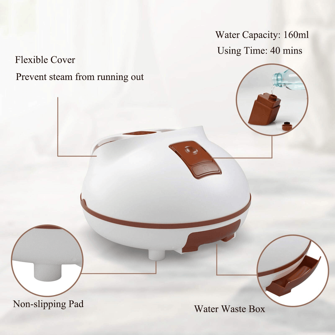 Giantex Steam Foot Spa Bath Massager w/3 Heat Levels, Pedicure Massage Rollers, Foot Spa Massager for Stress Relief (Brown/Gray) - Giantexus