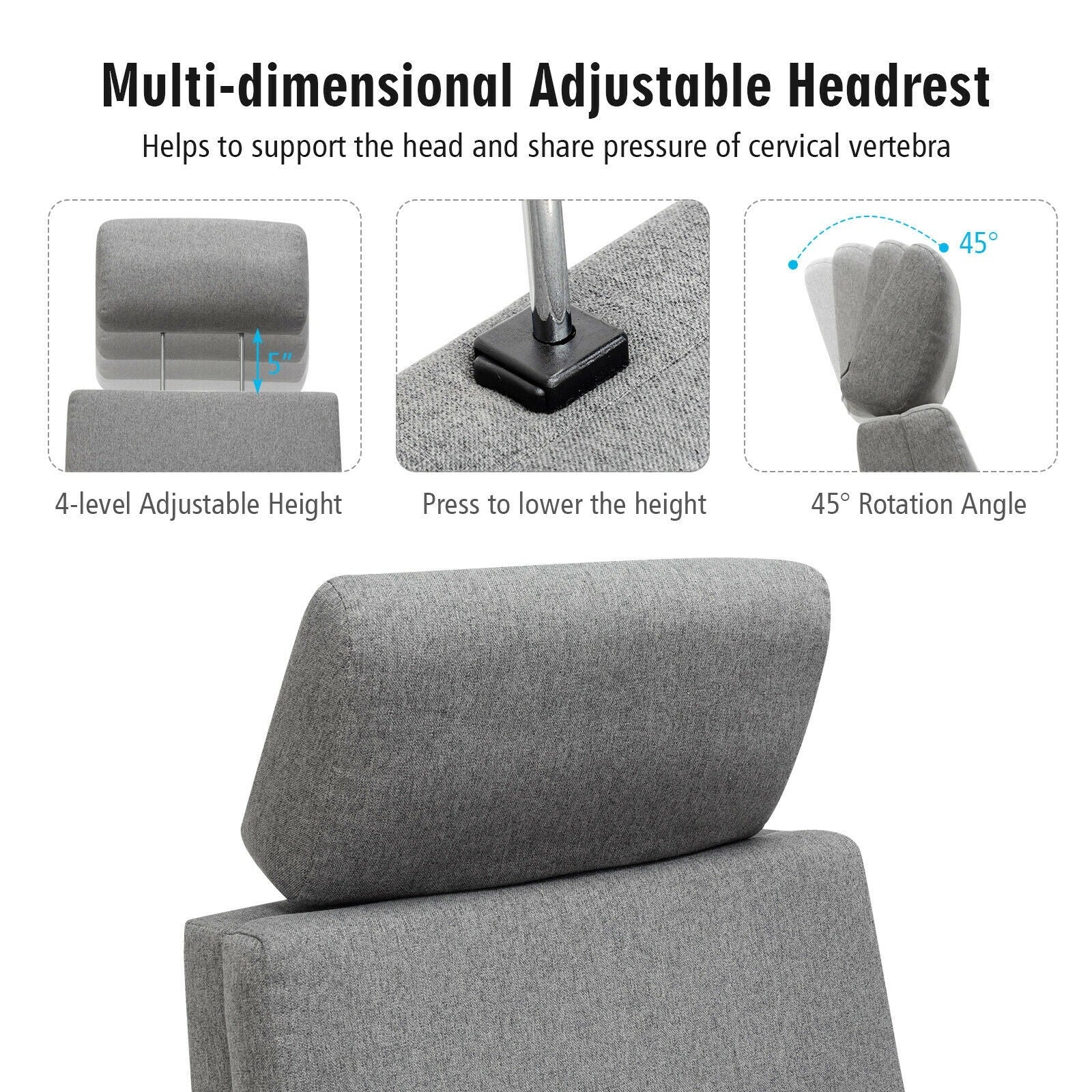 Recliner Chair with Vibration Massage, 360 Degree Swivel Reclining Sofa Chair, Adjustable Headrest & Footrest