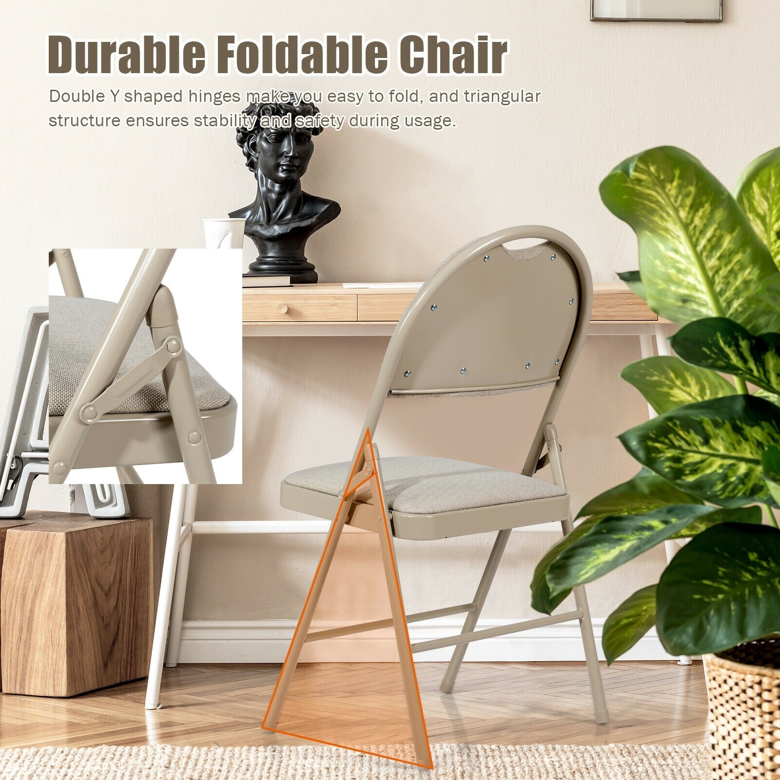 6 PCS Folding Chairs Set Portable Backrest Chair - Giantexus