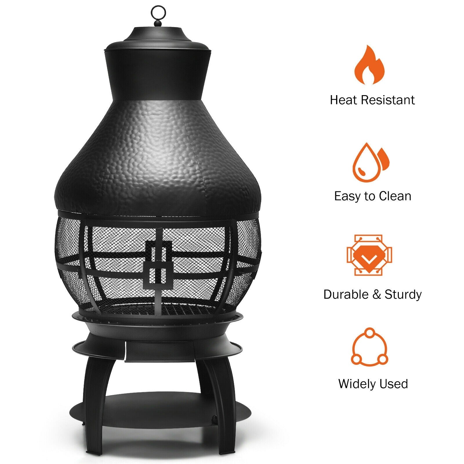 Wood Burning Chiminea, Heavy Duty Fireplace Wooden Chiminea Fire Pit