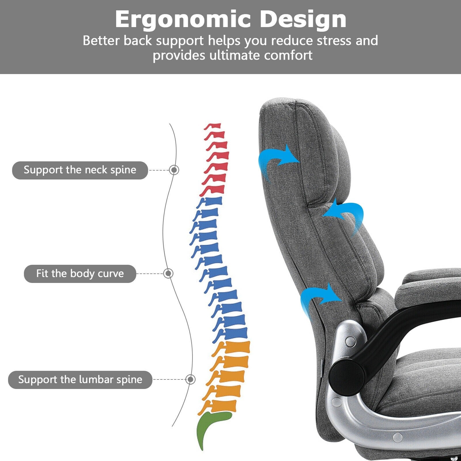 Giantex Executive Office Chair,Adjustable Tilt Angle and Flip-up