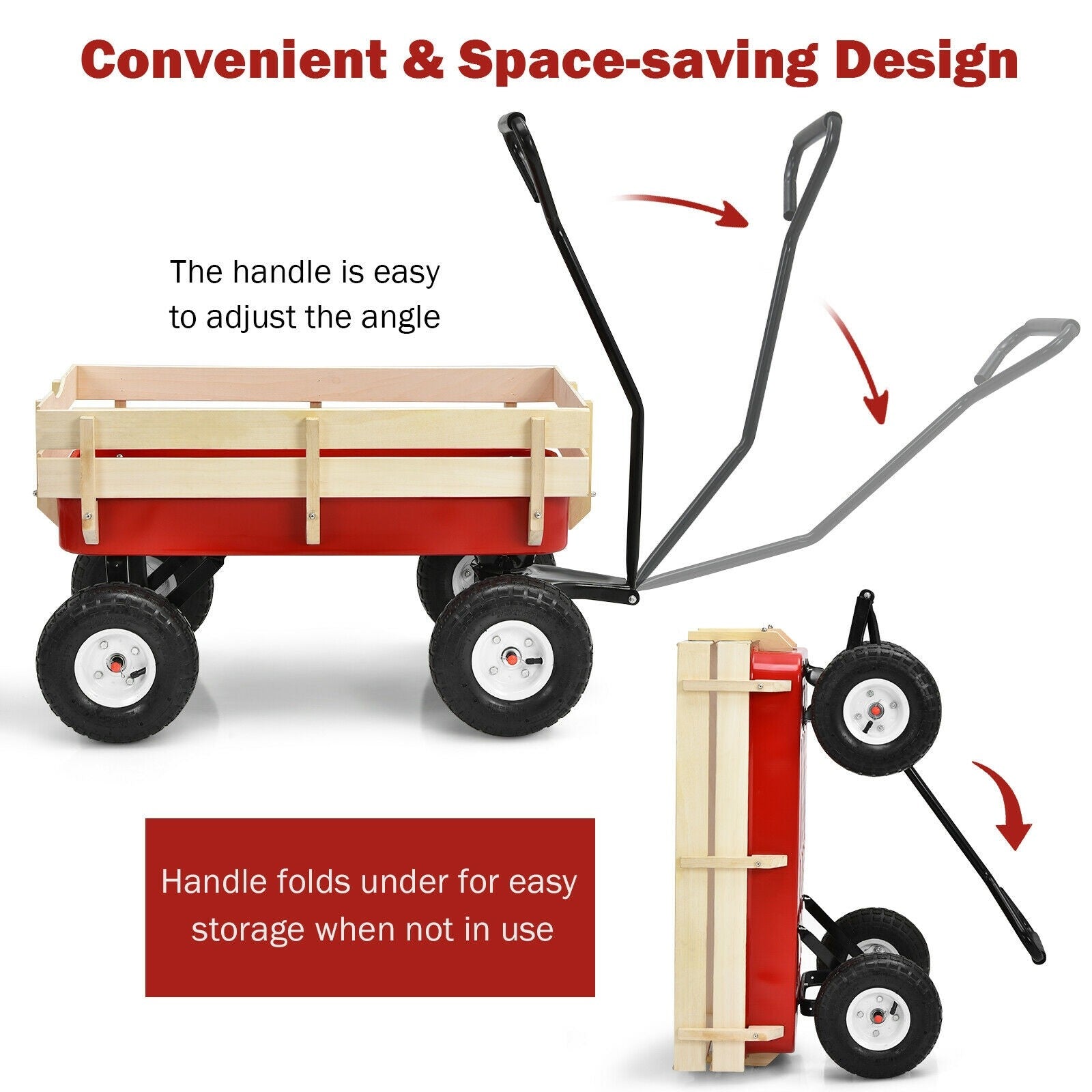 All Terrain Cargo Wagon Wood Railing - Giantexus