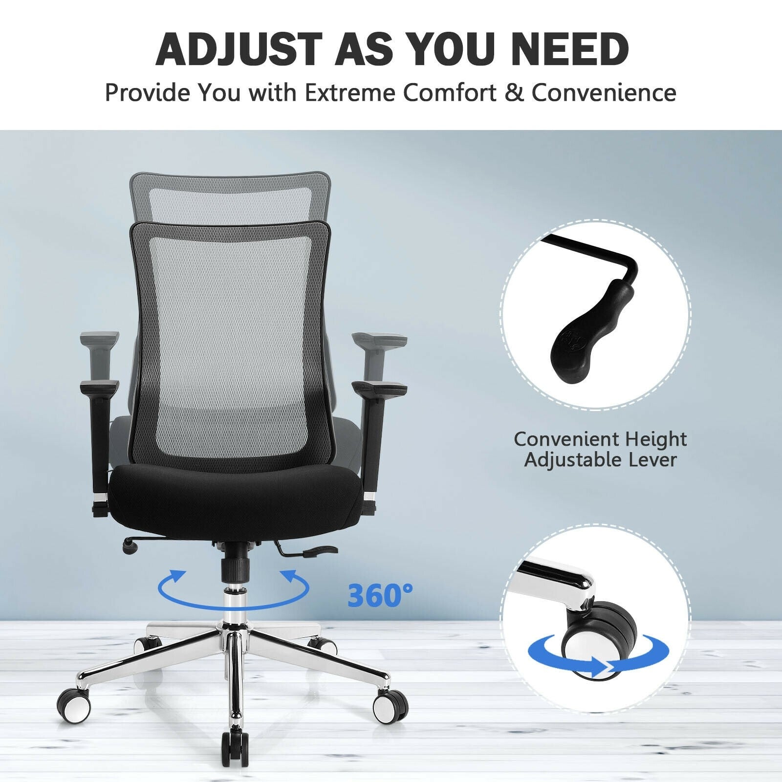 Giantex Ergonomic Office Chair, Mesh Chair with 4 Inch Soft Thick Sliding Seat