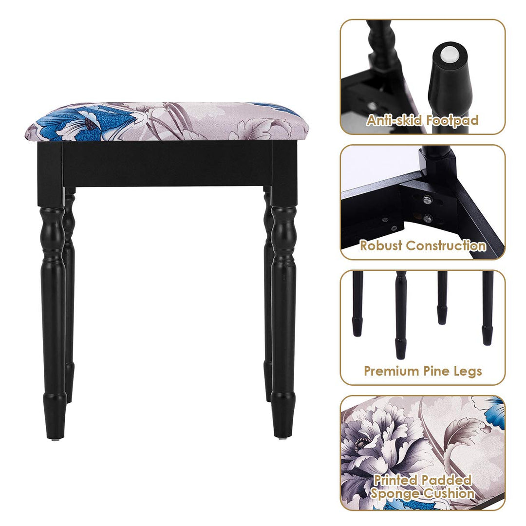 Giantex Modern Bedroom Bathroom Makeup Vanity Desk with Cushioned Stool for Girls Women