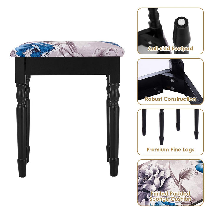 Giantex Modern Bedroom Bathroom Makeup Vanity Desk with Cushioned Stool for Girls Women