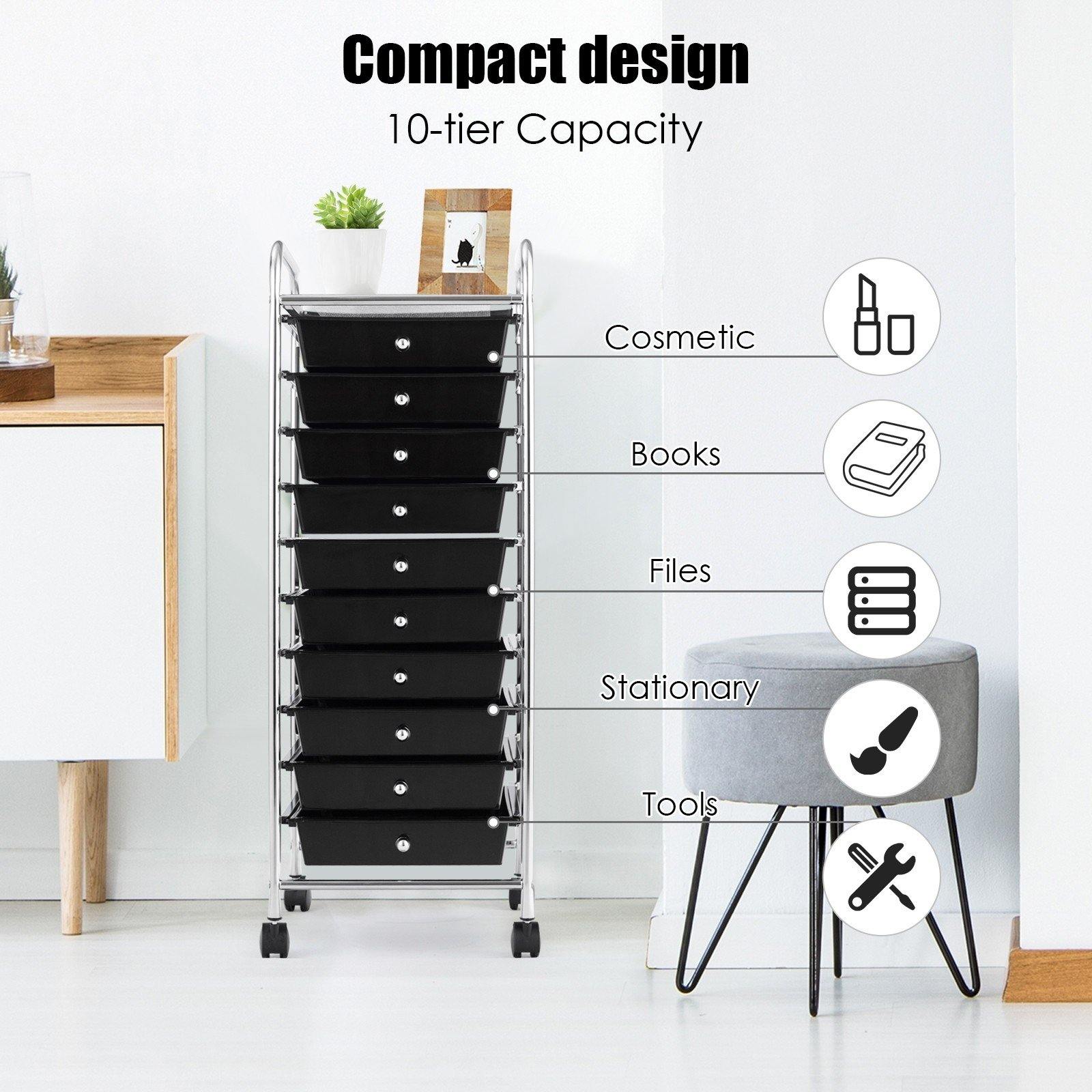 Giantex Rolling Storage Cart on Wheels with 10 Drawers