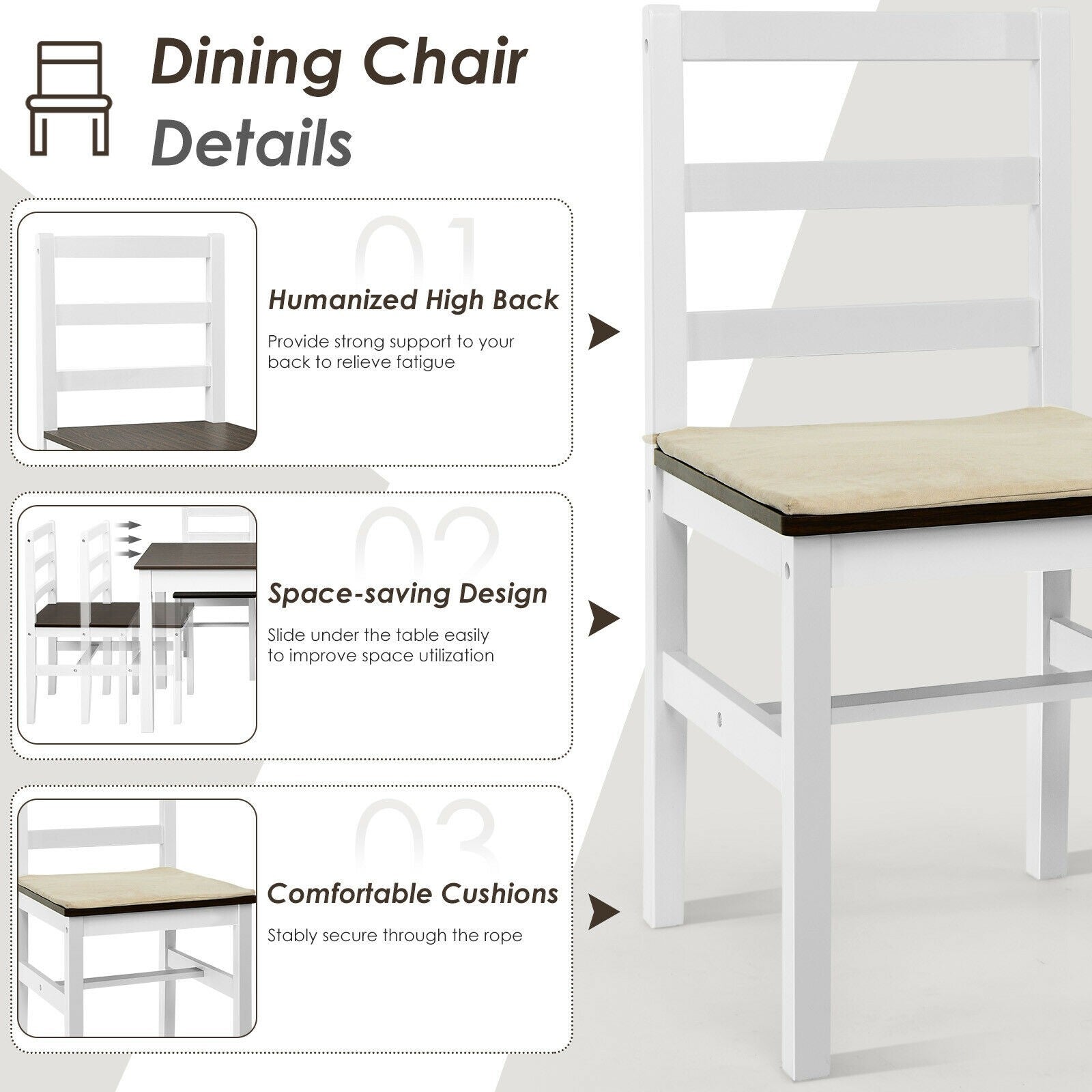 Giantex 5-Piece Dining Table Set, Rectangular Kitchen Table and Chairs Set (Walnut+White)