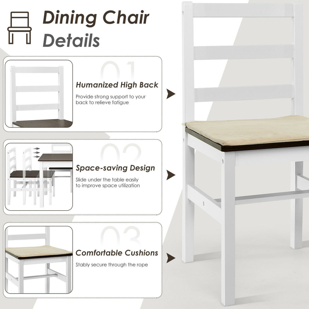 Giantex 5-Piece Dining Table Set, Rectangular Kitchen Table and Chairs Set (Walnut+White)
