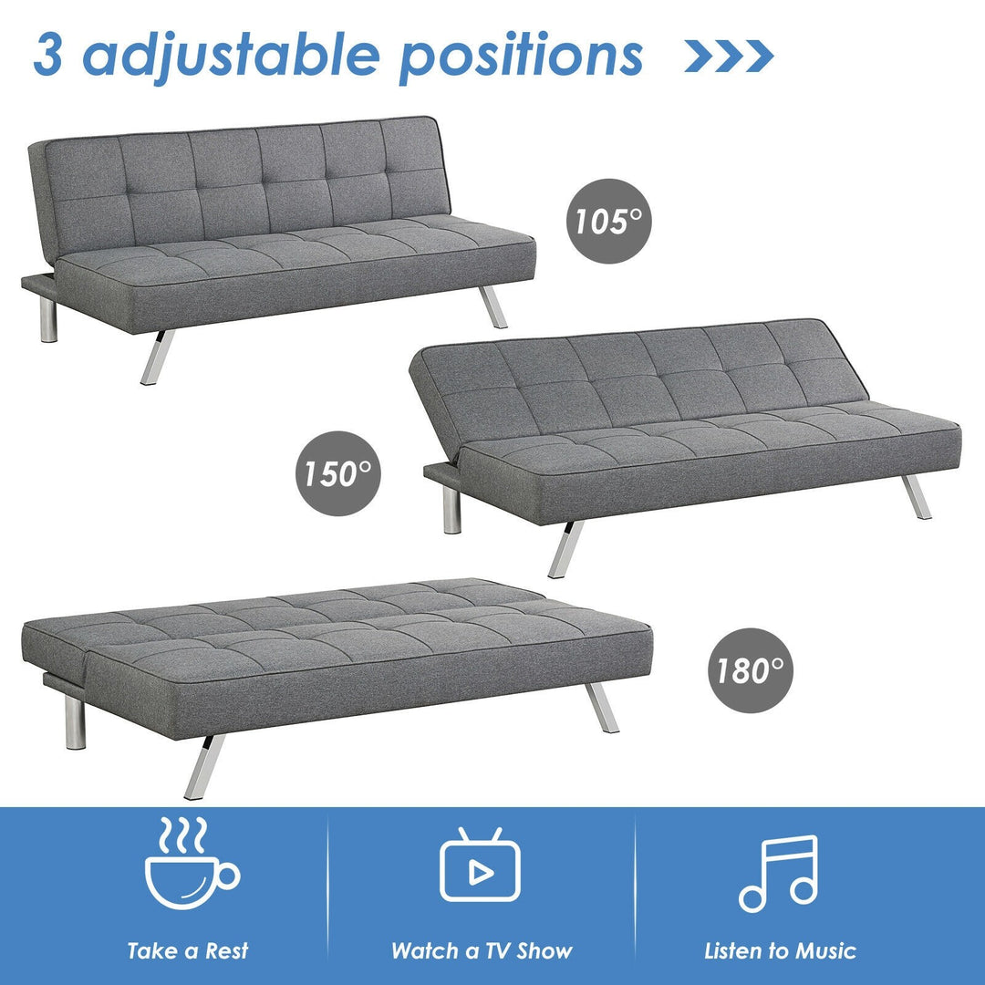 Giantex 3-Seat Convertible Sofa Bed, Sofa Bed w/ 3 Adjustable Angles